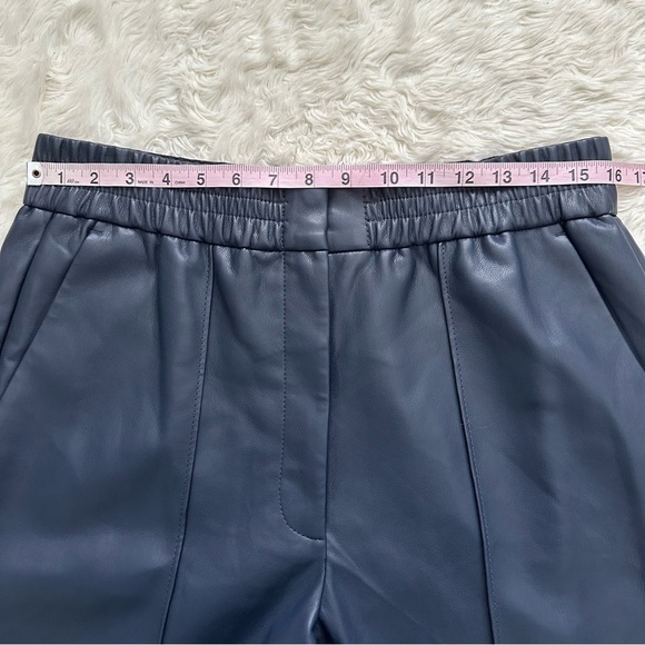 Rebecca Taylor Pants Vegan Leather Track Pant Crop Dark Navy Blue 14 NWT New - Picture 10 of 13